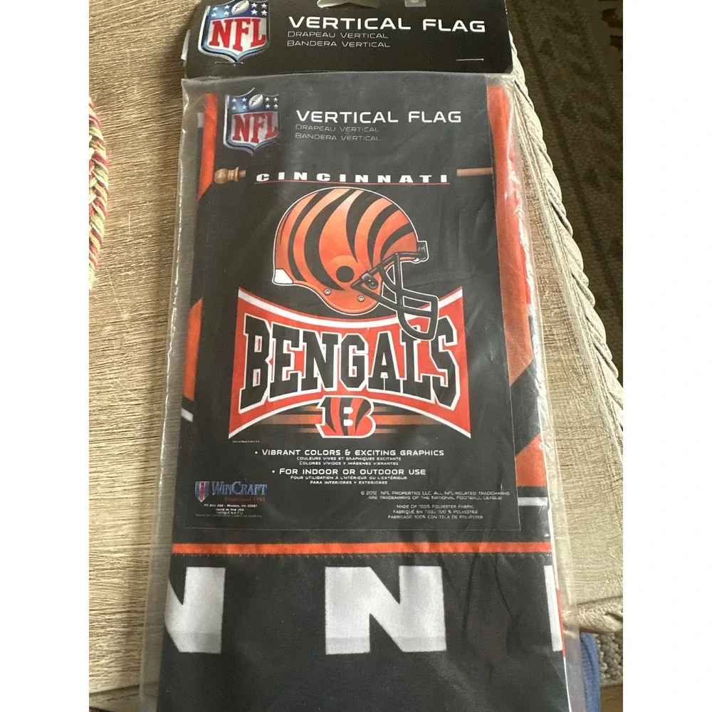 WinCraft NFL Cincinnati Bengals Vertical Flag Banner Indoor Outdoor Polyester